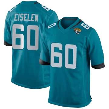 Youth Jacksonville Jaguars ＃60 Dieter Eiselen Teal Game Jersey