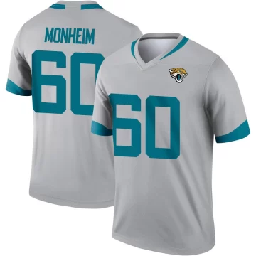 Youth Jacksonville Jaguars ＃60 Jonah Monheim Legend Silver Inverted Jersey