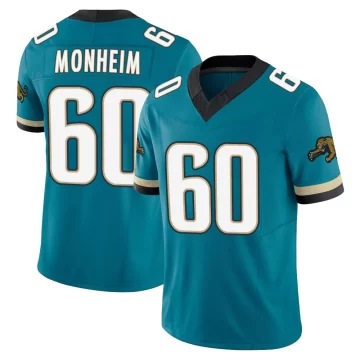 Youth Jacksonville Jaguars ＃60 Jonah Monheim Teal Limited Prowler Throwback Vapor F.U.S.E. Jersey