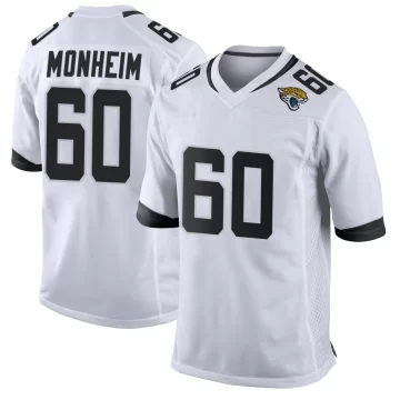 Youth Jacksonville Jaguars ＃60 Jonah Monheim White Game Jersey