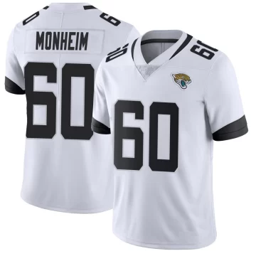 Youth Jacksonville Jaguars ＃60 Jonah Monheim White Limited Vapor Untouchable Jersey