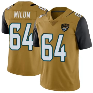 Youth Jacksonville Jaguars ＃64 Wyatt Milum Gold Limited Color Rush Vapor Untouchable Jersey