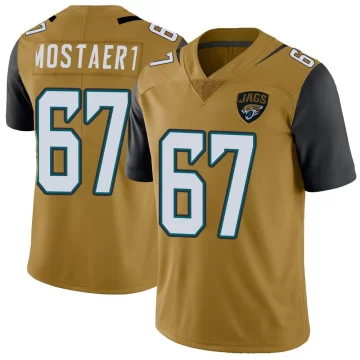 Youth Jacksonville Jaguars ＃67 Eli Mostaert Gold Limited Color Rush Vapor Untouchable Jersey