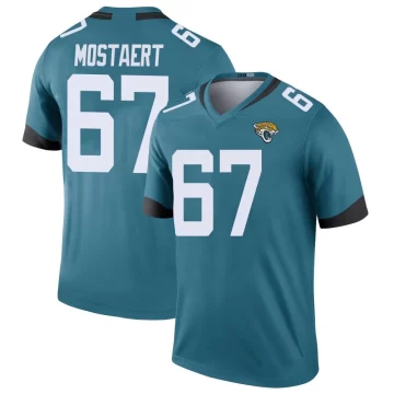Youth Jacksonville Jaguars ＃67 Eli Mostaert Teal Legend Color Rush Jersey