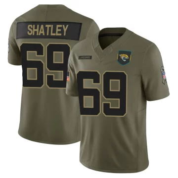 Youth Jacksonville Jaguars ＃69 Tyler Shatley Olive Limited 2025 Salute to Service Jersey