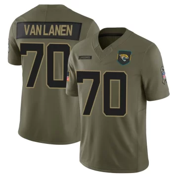 Youth Jacksonville Jaguars ＃70 Cole Van Lanen Olive Limited 2025 Salute to Service Jersey