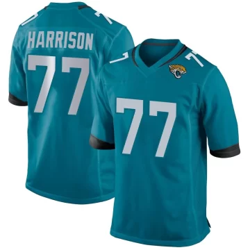 Youth Jacksonville Jaguars ＃77 Anton Harrison Teal Game Jersey