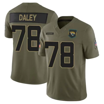 Youth Jacksonville Jaguars ＃78 Dennis Daley Olive Limited 2025 Salute to Service Jersey