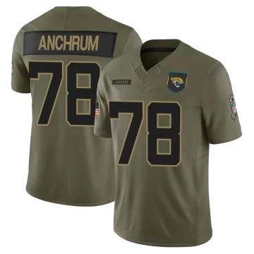 Youth Jacksonville Jaguars ＃78 Tremayne Anchrum Olive Limited 2025 Salute to Service Jersey