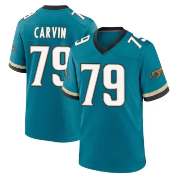 Youth Jacksonville Jaguars ＃79 Jerome Carvin Teal Game Prowler Throwback Jersey