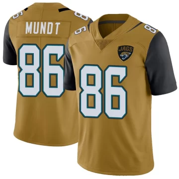 Youth Jacksonville Jaguars ＃86 Johnny Mundt Gold Limited Color Rush Vapor Untouchable Jersey