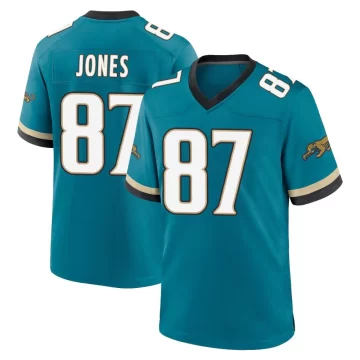 Youth Jacksonville Jaguars ＃87 J.J. Jones Teal Game Prowler Throwback Jersey