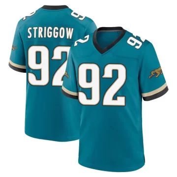 Youth Jacksonville Jaguars ＃92 Danny Striggow Teal Game Prowler Throwback Jersey
