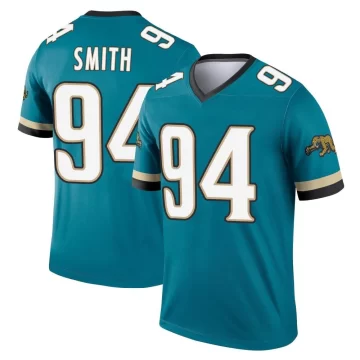 Youth Jacksonville Jaguars ＃94 Maason Smith Teal Legend Prowler Throwback Jersey