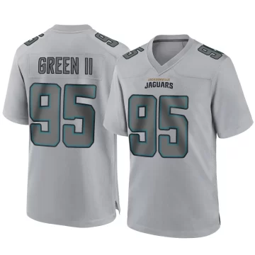 Youth Jacksonville Jaguars ＃95 B.J. Green II Gray Game Atmosphere Fashion Jersey