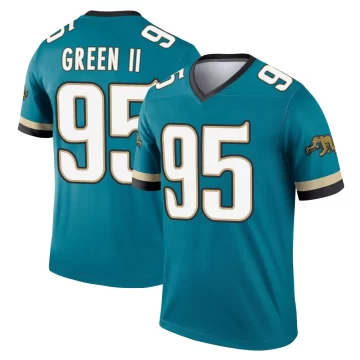 Youth Jacksonville Jaguars ＃95 B.J. Green II Teal Legend Prowler Throwback Jersey