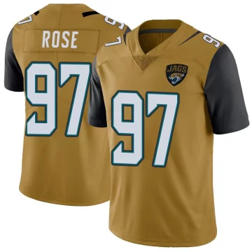 Youth Jacksonville Jaguars ＃97 Keivie Rose Gold Limited Color Rush Vapor Untouchable Jersey