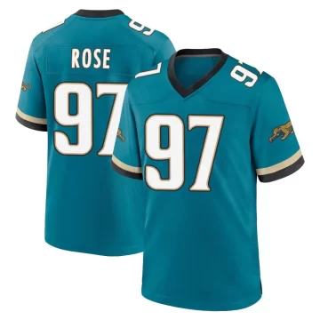 Youth Jacksonville Jaguars ＃97 Keivie Rose Teal Game Prowler Throwback Jersey