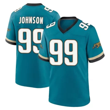 Youth Jacksonville Jaguars ＃99 Austin Johnson Teal Game Prowler Throwback Jersey
