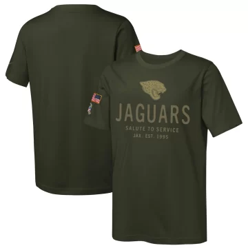 Youth Jacksonville Jaguars Olive 2025 Salute to Service Sideline T-Shirt