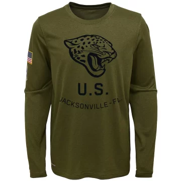 Youth Jacksonville Jaguars Olive Legend 2018 Salute to Service Performance Long Sleeve T-Shirt